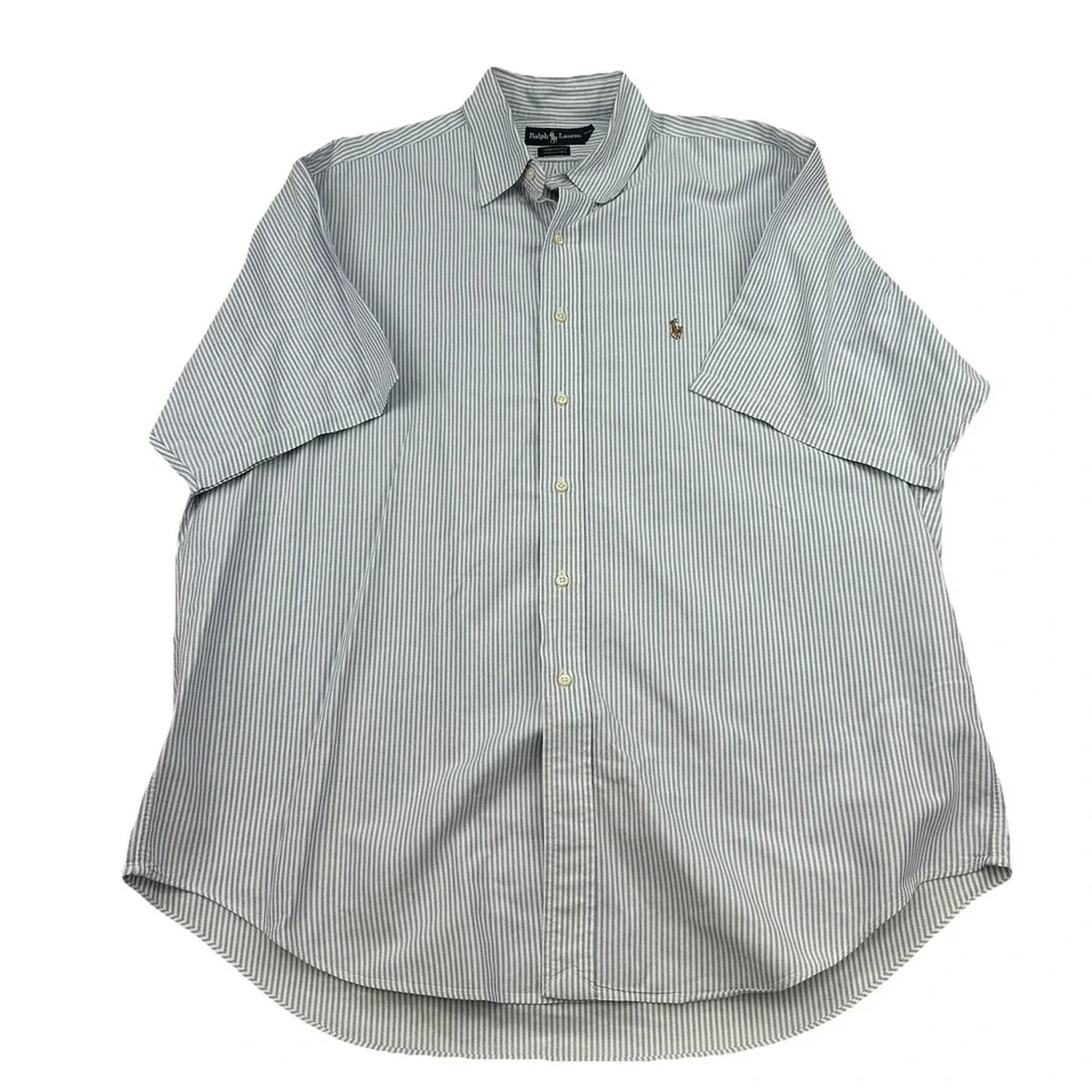 Polo Ralph Lauren YARMOUTH Mens 17 34 Stripe Short Sleeve Dress Shirt
